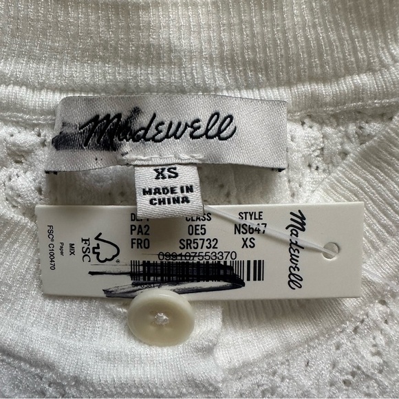 Madewell Sweater The Signature Open-Knit Cardigan Button Front White XS NWT New - Picture 8 of 13